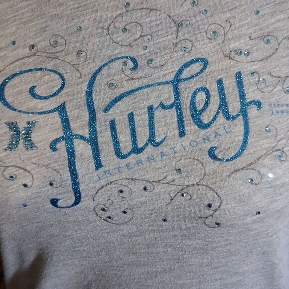 Hurley Light Gray Tee with Blue Logo Size Large - Picture 2 of 4